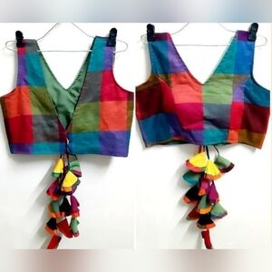 Multicolor Art Silk Ready Made Sleeveless Blouse, For Women Wear Choli, Printed